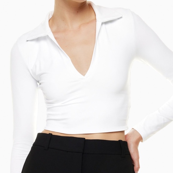 Babaton Contour Polo Long sleeve in Coffee Bean - Picture 1 of 5
